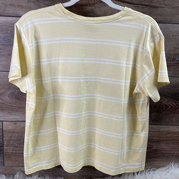 L.L. Bean Ladies Pullover Short Sleeve Top, Size Small, Yellow & White - Picture 4 of 5